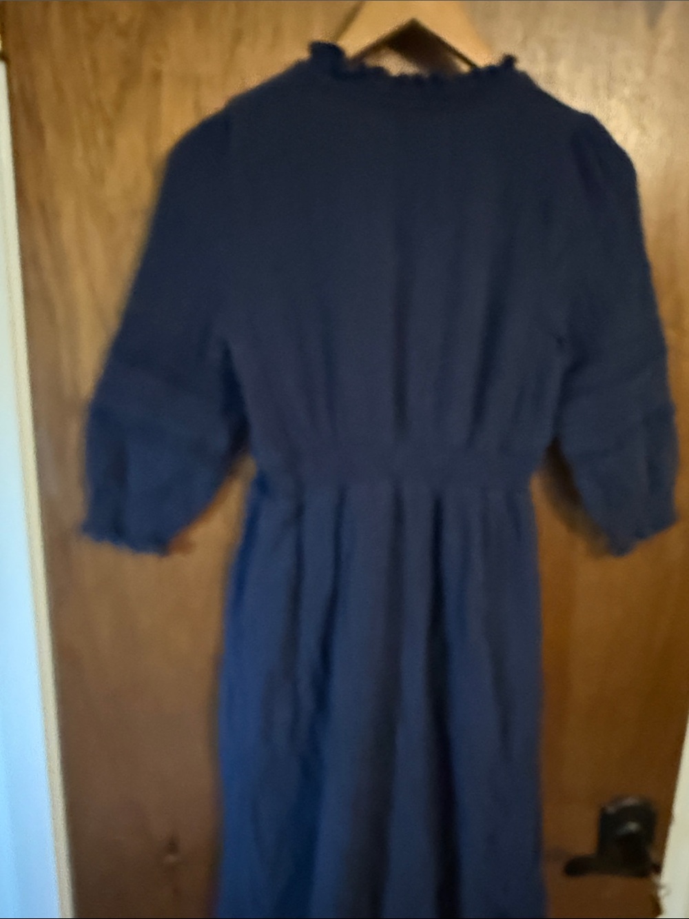 Ellen Tracy Navy Ruffled Button-Front Dress - Picture 7 of 9